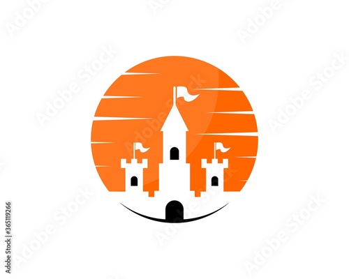 Sunset with fortress inside