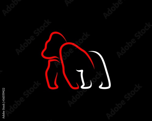 Red and white gorilla outline