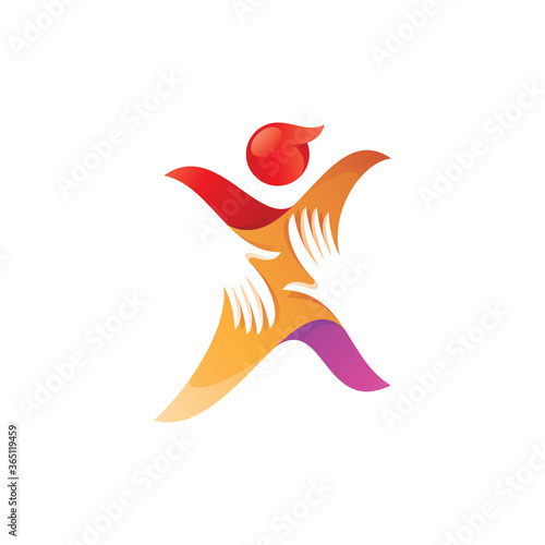 Human Figure Child Kid and Care Hand Social Logo Illustration