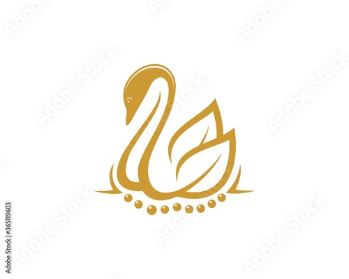 Luxurious swan with leaf wings