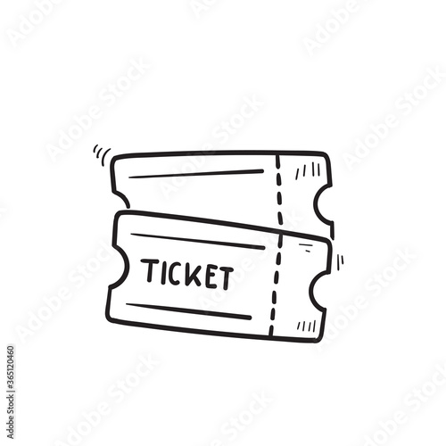 hand drawn doodle ticket icon illustration vector