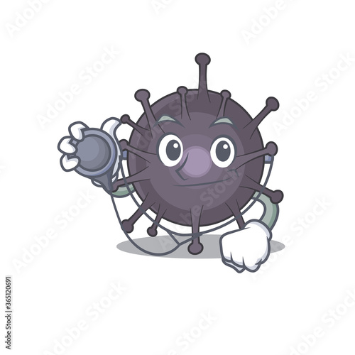 A dedicated salmonella doctor caricature design working with tools