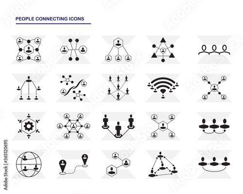 People connecting icons set isolated on white background. For mobile concepts and web apps.