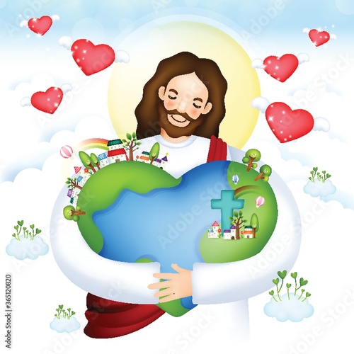 jesus hugging planet earth