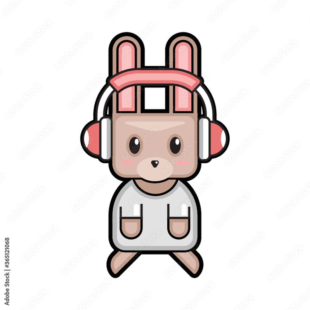 easter bunny with headphones