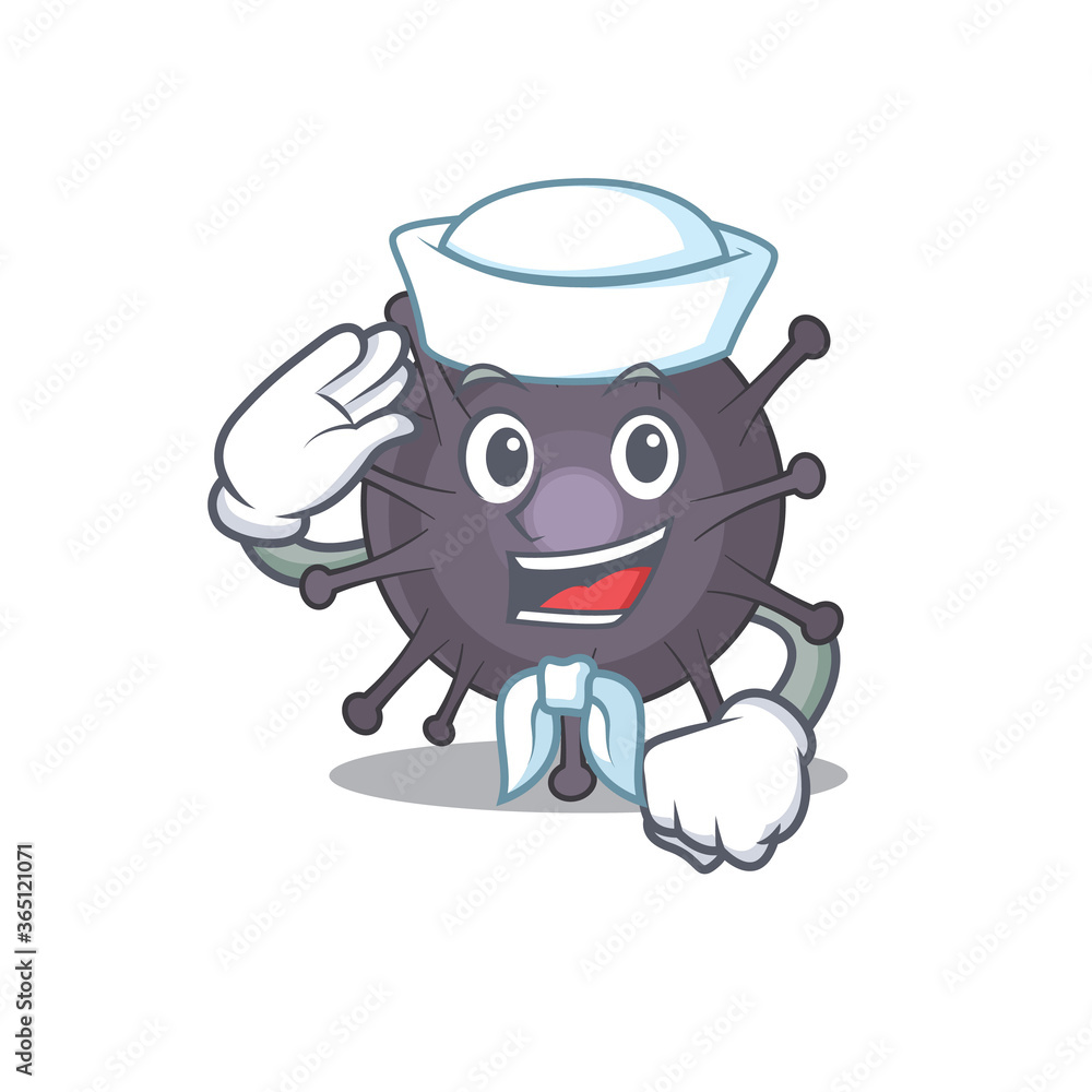 A brave sailor caricature design style of salmonella ready to sail