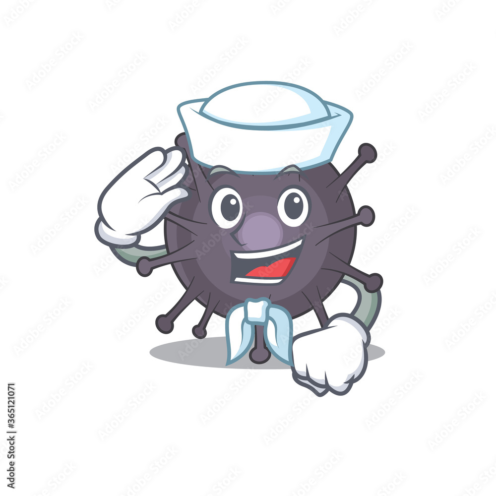 A brave sailor caricature design style of salmonella ready to sail A brave sailor caricature design style of salmonella ready to sail