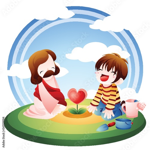 jesus caring for plants