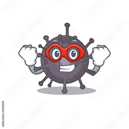 A cartoon mascot of salmonella in a fantastic Super hero character