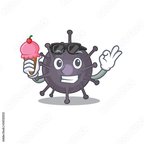 A Caricature design concept of salmonella with cone ice cream