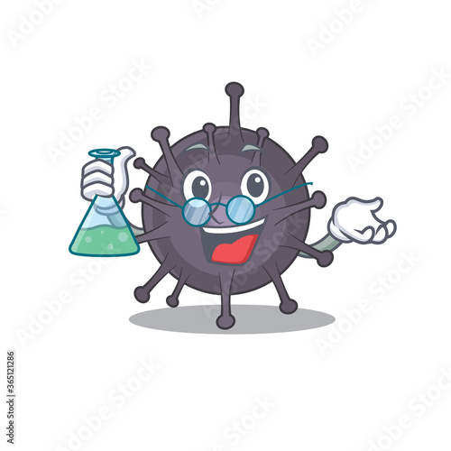 Super Genius Professor of salmonella Caricature character working on a lab