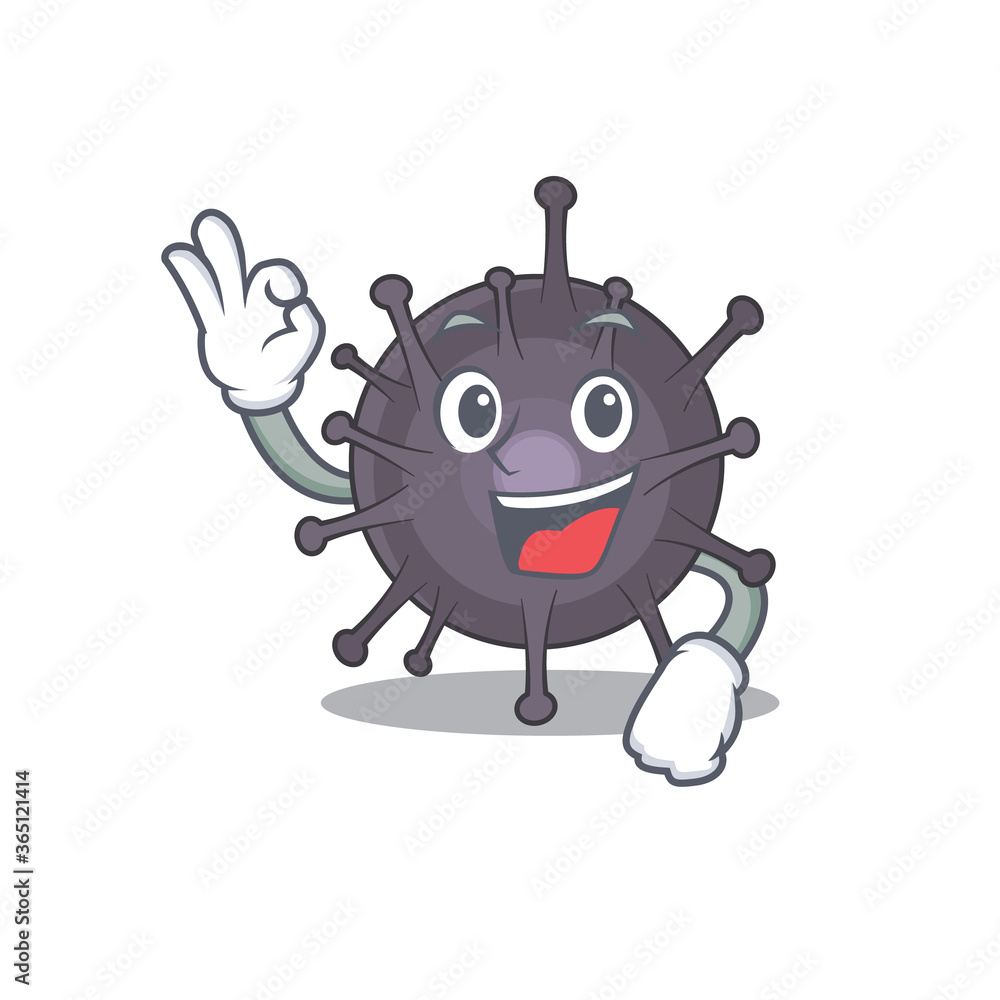 Salmonella cartoon mascot design with Okay finger poses Salmonella cartoon mascot design with Okay finger poses