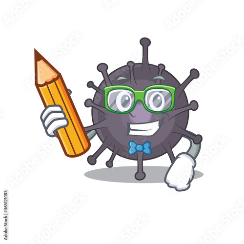 A student salmonella mascot design study at home during pandemic