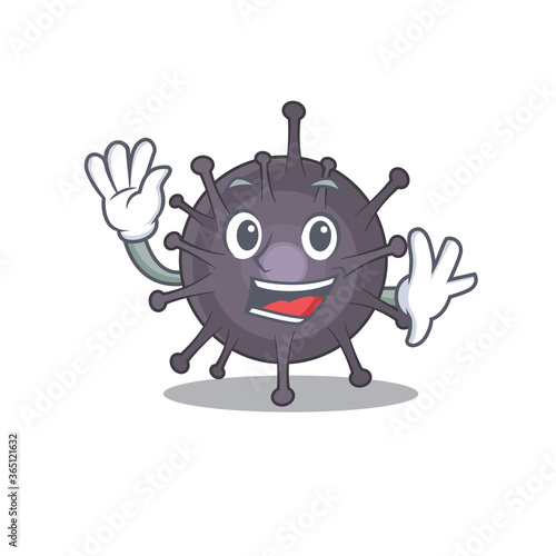 A charismatic salmonella mascot design concept smiling and waving hand