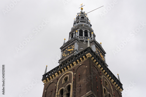 Old Church or Oude Kerk in winter in Amsterdam, Netherlands.