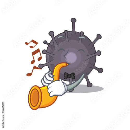 Salmonella musician of cartoon picture playing a trumpet on stage