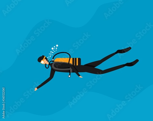scuba diving on ocean illustration