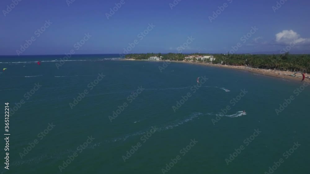 Drone flight focusing on the beaches of Cabarete and Kitesurfers. Drone flight focusing on the beaches of Cabarete and Kitesurfers.