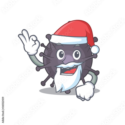cartoon character of salmonella Santa with cute ok finger