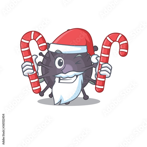 Salmonella dressed in Santa Cartoon character with Christmas candies