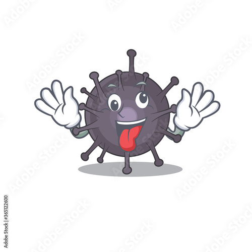 A mascot design of salmonella having a funny crazy face