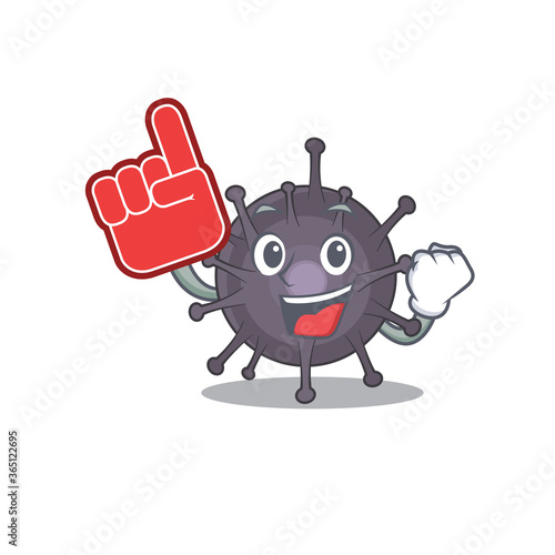 Salmonella in cartoon picture design with Foam finger