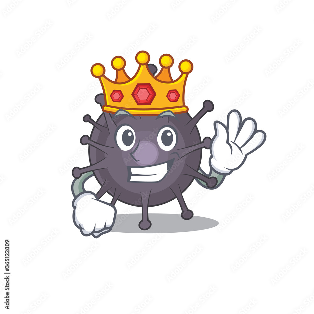 A humble King of salmonella caricature design style with gold crown A humble King of salmonella caricature design style with gold crown