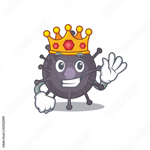 A humble King of salmonella caricature design style with gold crown