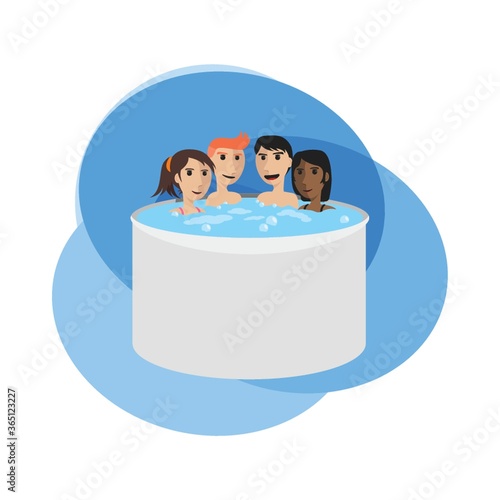 people soaking in a hot tub