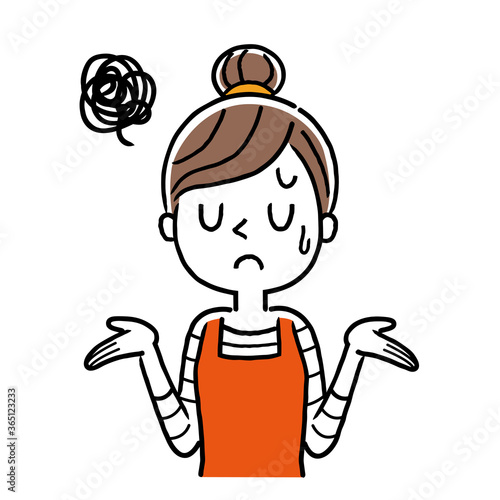 Vector illustration material: young housewife in trouble