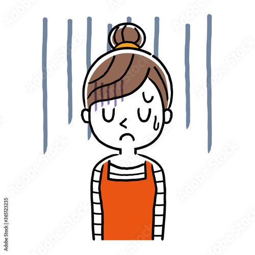 Vector illustration material: discouraged, depressed young housewife