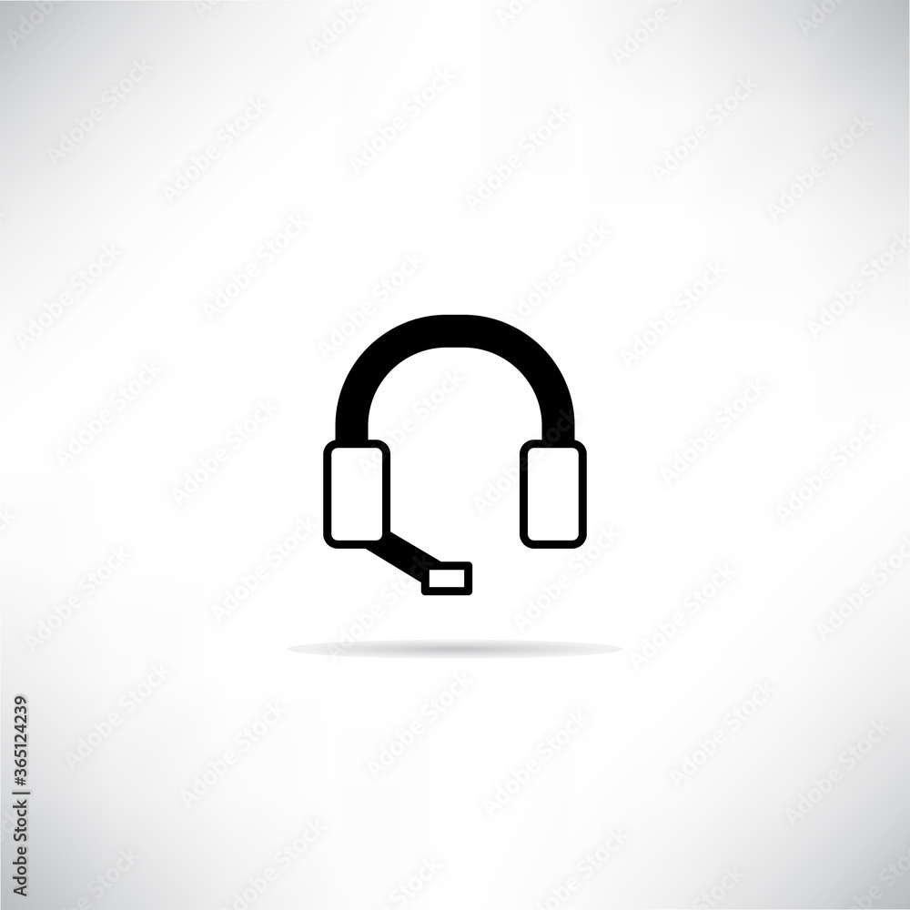headset icon with shadow on white background headset icon with shadow on white background