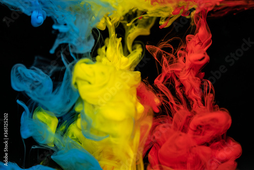 水に溶けるインク　赤・青・黄