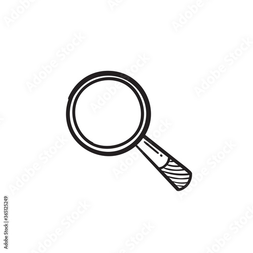 hand drawn doodle magnifying glass icon drawing style