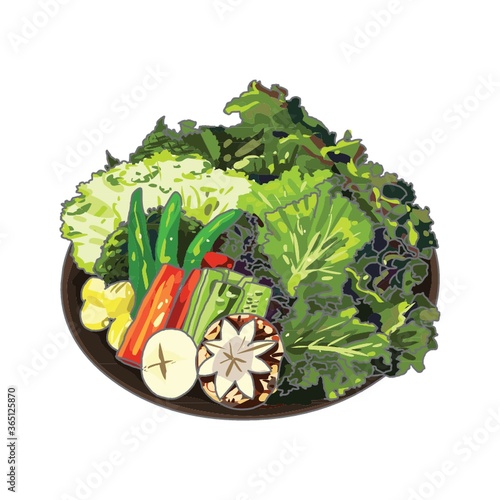 a plate of raw vegetables