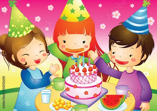 children having a party