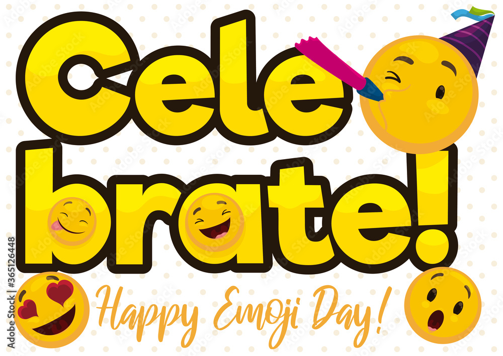Party with Emojis Celebrating its Day, Vector Illustration