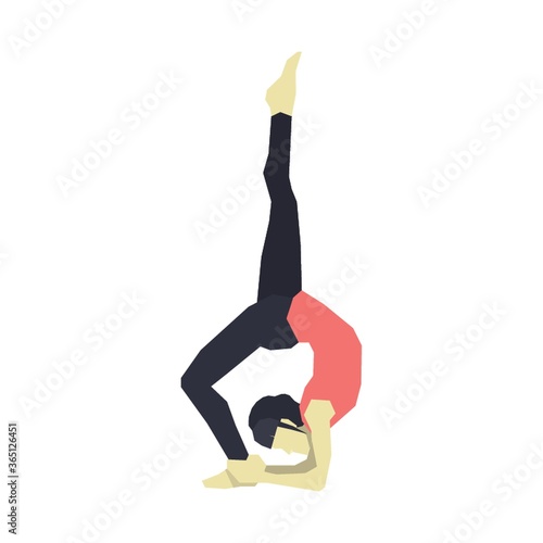 girl practising yoga in wheel pose variation