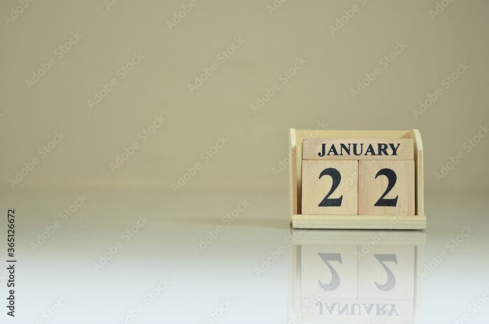 January 22, Number cube with the reflection on the ground. January 22, Number cube with the reflection on the ground.