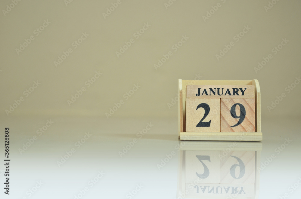 January 29, Number cube with the reflection on the ground. January 29, Number cube with the reflection on the ground.