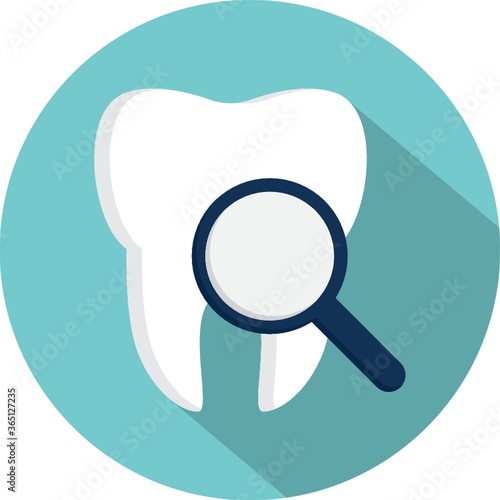 tooth with magnifying glass
