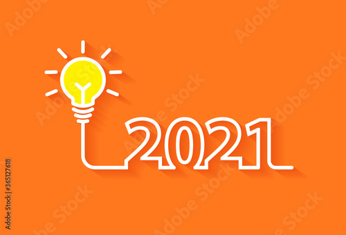 2021 new year creativity lightbulb inspiration ideas concept, Vector illustration