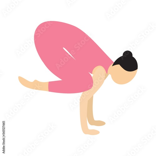 girl practising yoga in crane pose