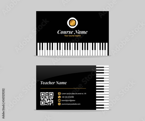 Piano Course Business Card Template - EPS 10 Vector