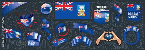 Vector set of the national flag of Falkland Islands in various creative designs