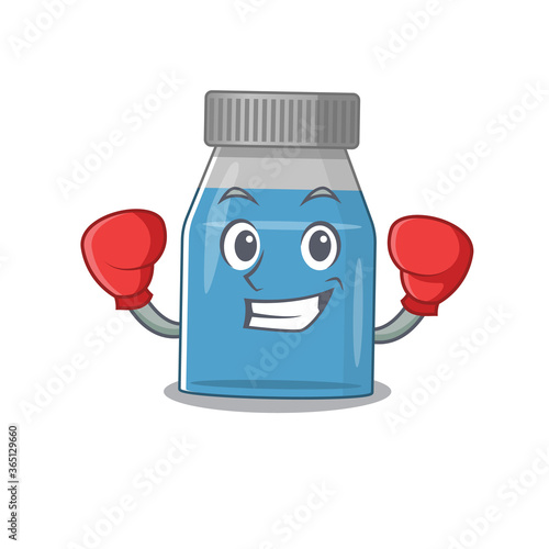Syrup medicine Caricature character design as a champion of boxing competition