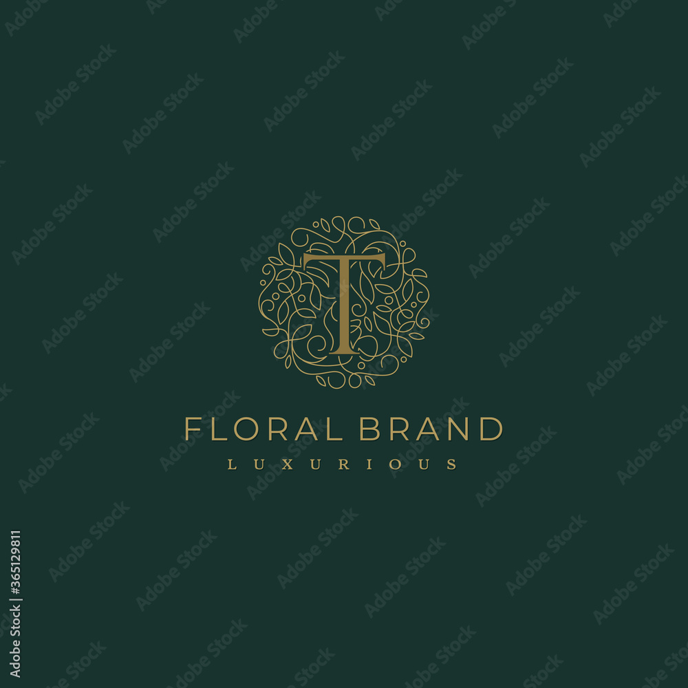 Letter T Circle Floral Botanical Leaf Logo Design Letter T Circle Floral Botanical Leaf Logo Design