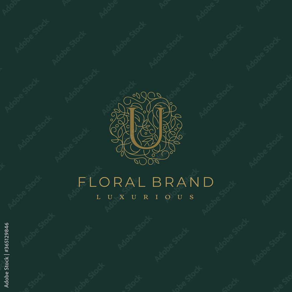 Letter U Circle Floral Botanical Leaf Logo Design Letter U Circle Floral Botanical Leaf Logo Design