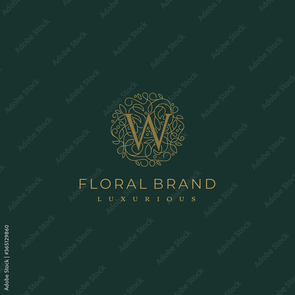Letter W Circle Floral Botanical Leaf Logo Design Letter W Circle Floral Botanical Leaf Logo Design