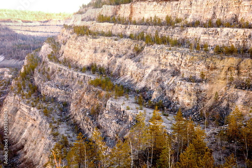 Old Soksky limestone quarry for mining limestone Russia Samara Krasnaya Glinka. photo